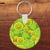 Citrus Fruit, Lemon & Lime Patterned Schlüsselanhänger (Vorderseite)