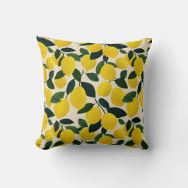 Citrus Fruit Lemon Pattern Yellow Mediterranean Kissen