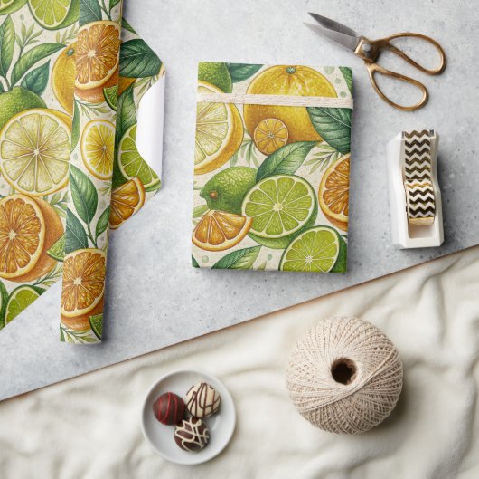Citrus Fruit Medley Summer Gift Wrap Geschenkpapier (Kunsthandwerk)