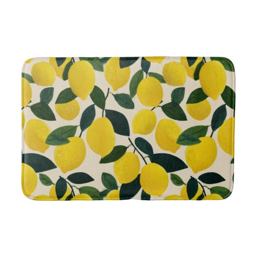 Citrus Fruit Pattern Summer Lemons Mediterranean Badematte (Vorderseite)