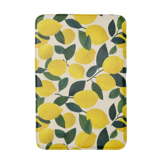 Citrus Fruit Pattern Summer Lemons Mediterranean Badematte (Vorderseite Vertikal)