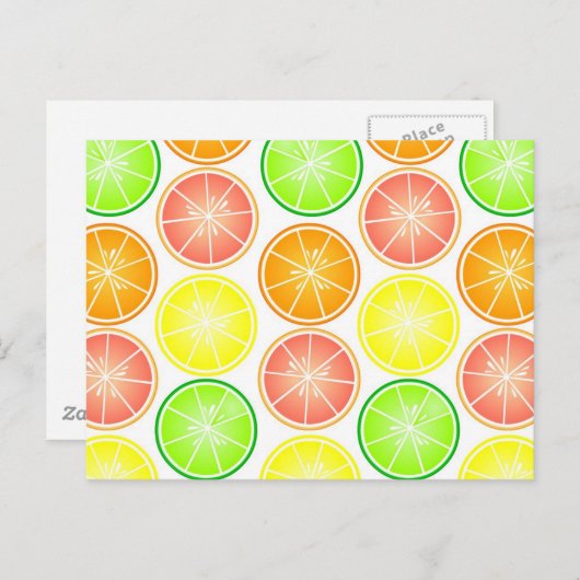 Citrus Fruit Print - Lemon Limon Orange Grapefruit Postkarte (Vorne/Hinten)