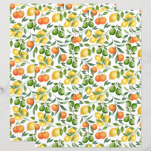 Citrus Fruit Scrapbook Paper (Vorne/Hinten)