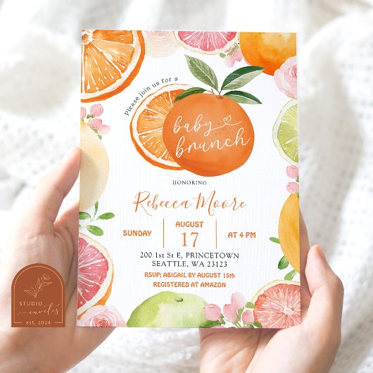 Citrus Fruit Summer Baby Brunch Einladung