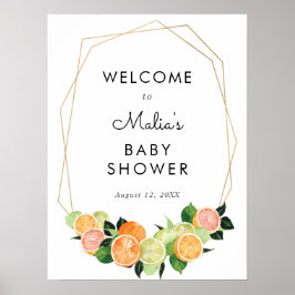 Citrus Fruit Süsse Babydusche Begrüßungszeichen Poster