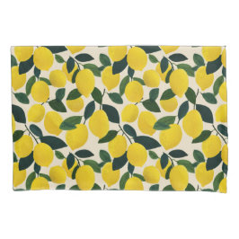 Citrus Fruit Yellow Lemons Pattern Mediterranean Kissenbezug
