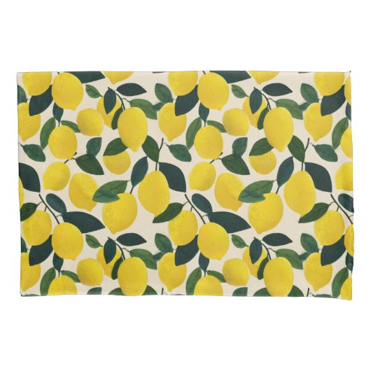 Citrus Fruit Yellow Lemons Pattern Mediterranean Kissenbezug (Vorderseite)