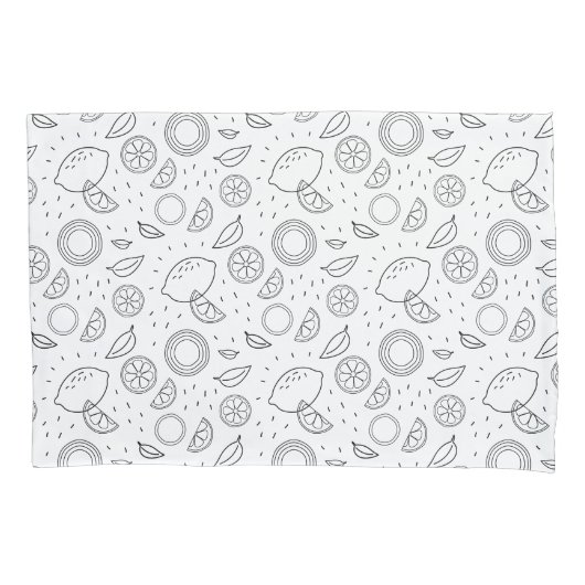 Citrus fruits Lemon Black Hand drawn Modern. Kissenbezug (Vorderseite)