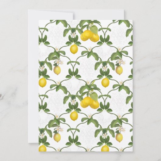 Citrus Garden Lemon Trellis Pattern Baby Dusche Einladung (Rückseite)