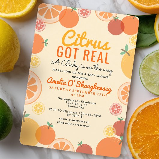 Citrus Got Real Fruit Summer Baby Dusche Einladung