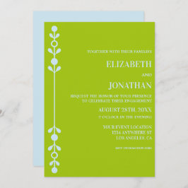 Citrus Green & Coastal Blue Engagement Party Einladung
