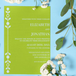 Citrus Green & Coastal Blue Engagement Party Einladung