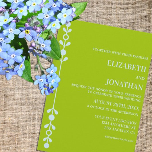Citrus Green & Coastal Blue Wedding Einladung