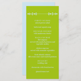 Citrus Green & Coastal Blue Wedding Menükarte