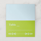 Citrus Green & Coastal Blue Wedding Platzkarte (Außenseite Aufgefaltet)
