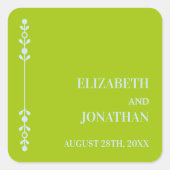 Citrus Green & Coastal Blue Wedding Quadratischer Aufkleber (Vorderseite)