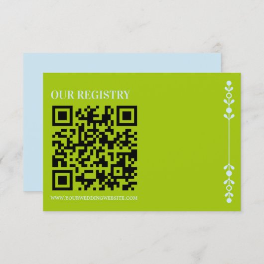 Citrus Green & Coastal Blue Wedding Registry Begleitkarte (Vorne/Hinten)