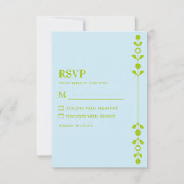 Citrus Green & Coastal Blue Wedding RSVP Karte
