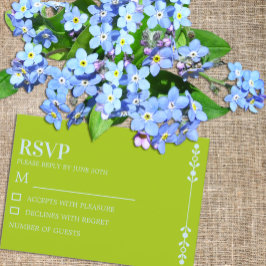 Citrus Green & Coastal Blue Wedding RSVP Karte