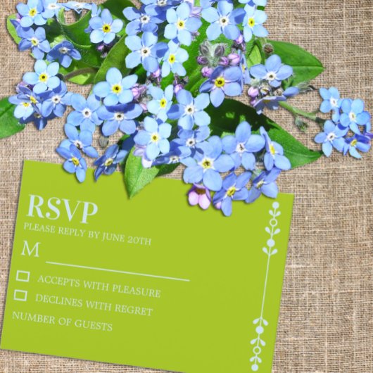 Citrus Green & Coastal Blue Wedding RSVP Karte