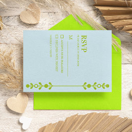 Citrus Green & Coastal Blue Wedding RSVP Karte