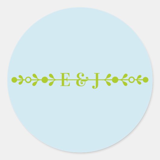 Citrus Green & Coastal Blue Wedding Runder Aufkleber (Vorderseite)