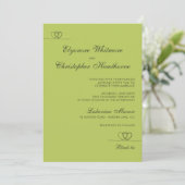 Citrus Green Elegant Chic Calligraphy Wedding Einladung (Stehend Vorderseite)