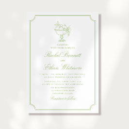 Citrus Green Elegant Frame Wedding Invitation Ankündigung