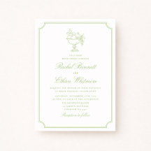 Citrus Green Elegant Frame Wedding Invitation