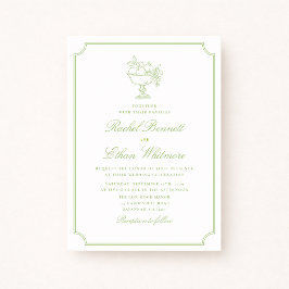 Citrus Green Elegant Frame Wedding Invitation Ankündigung