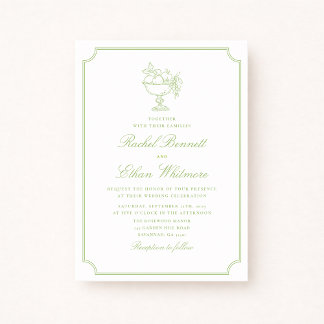 Citrus Green Elegant Frame Wedding Invitation Ankündigung