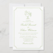 Citrus Green Elegant Frame Wedding Invitation Ankündigung (Vorderseite)