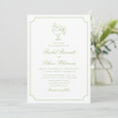 Citrus Green Elegant Frame Wedding Invitation Ankündigung (Stehend Vorderseite)
