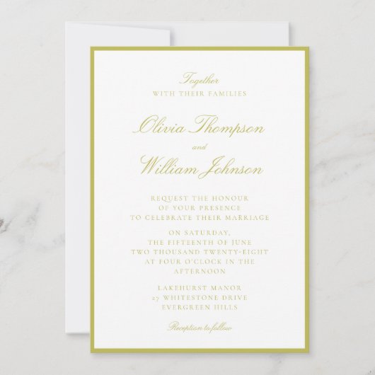Citrus Green Framed Wedding Invitation Einladung (Vorderseite)