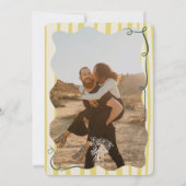 Citrus Green hand drawn Stripes photo wedding Einladung (Rückseite)