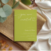 Citrus Green Heart Script 3 Photo Collage Wedding Einladung