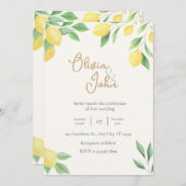 Citrus Green Lemon Wedding Invitation Photo Back Einladung (Vorne/Hinten)