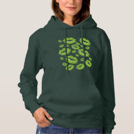 Citrus Green Lip Print Flirtatious Fun Hoodie