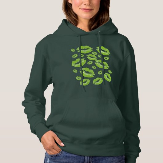 Citrus Green Lip Print Flirtatious Fun Hoodie (Vorderseite)