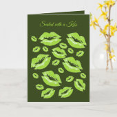 Citrus Green Lip Print Flirtatious Fun Karte (Gelbe Blume)