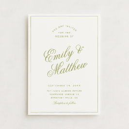 Citrus Green Modern Script Wedding Invitation Einladung