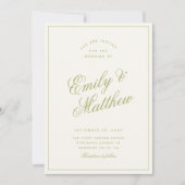 Citrus Green Modern Script Wedding Invitation Einladung (Vorderseite)