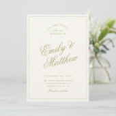 Citrus Green Modern Script Wedding Invitation Einladung (Stehend Vorderseite)