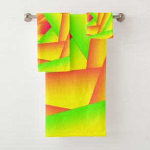 Citrus Green Orange Yellow Ombre Abstract Design Badhandtuch Set
