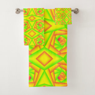 Citrus Green Orange Yellow Ombre Abstract Design Badhandtuch Set