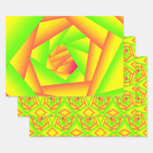 Citrus Green Orange Yellow Ombre Abstract Design Geschenkpapier Set