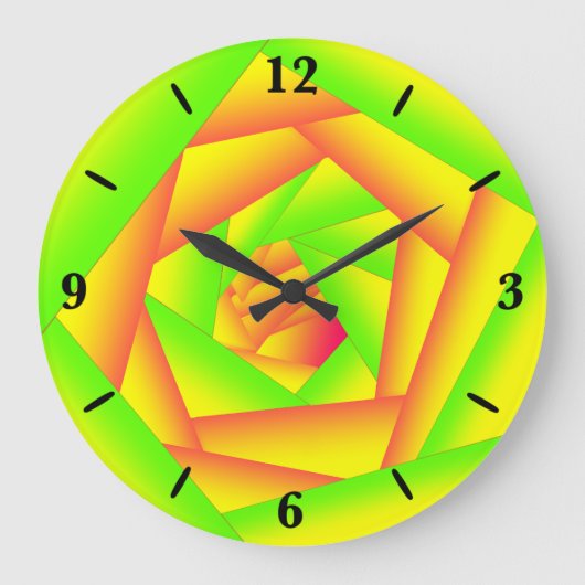 Citrus Green Orange Yellow Ombre Abstract Design Große Wanduhr (Vorderseite)