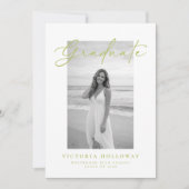 Citrus Green Script Photo Graduation Announcement  Einladung (Vorderseite)
