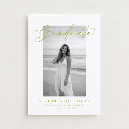 Citrus Green Script Photo Graduation Announcement Einladung