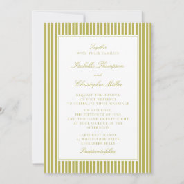Citrus Green Stripe Classic Wedding Invitation Einladung